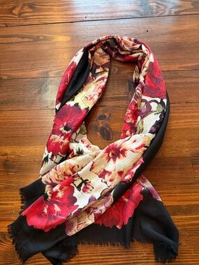 Floral Red & Black Women's Scarf/Wrap